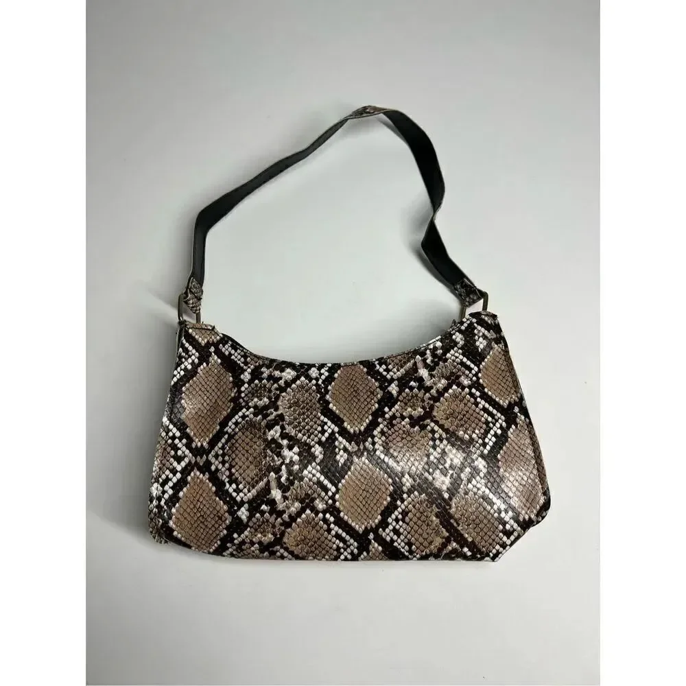 HOBO BAG WITH PYTHON EFFECT AND ZIPPER in Faux Leather